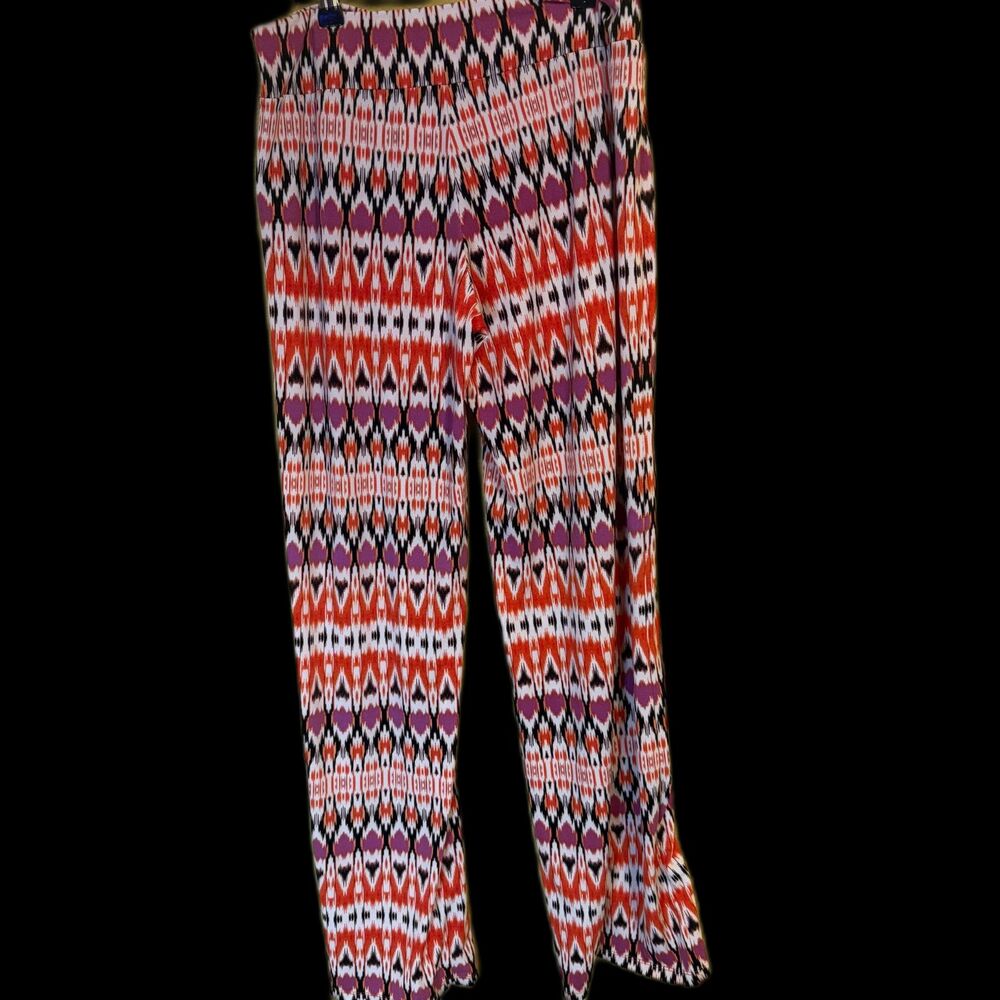 Boston Proper Orange Purple and Black Patterned Pants Size Small